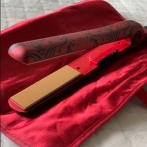 CHI Tourmaline Ceramic Hairstyling Flat Iron 1" limited edition Fire Red